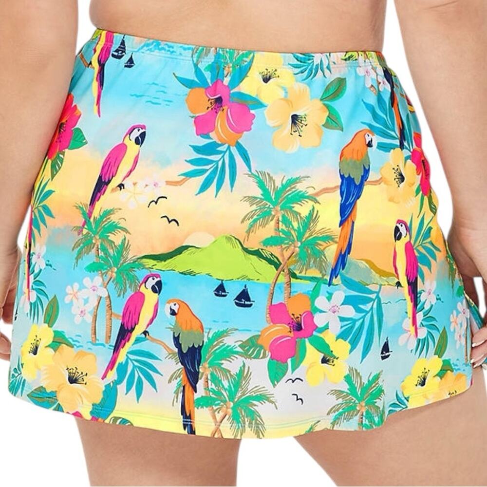 Lane Bryant NWT Swim Skirt Swimsuit Tropical floral Palm Bird Print Size 18